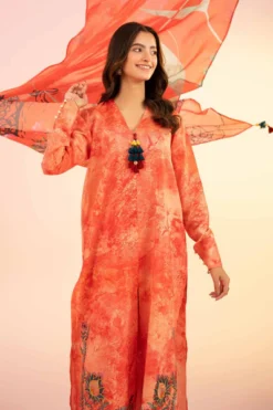 3 Piece - Printed Embroidered Suit