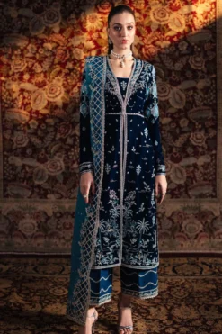 Qalamkar 3-PC UNSTITCHED VELVET QV24#07